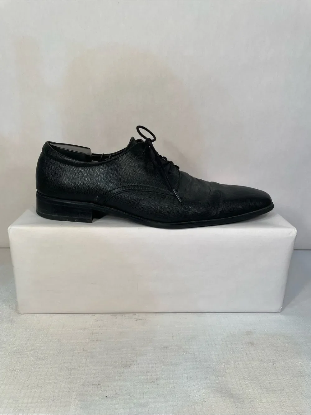 Calvin Klein Classic Black Men's Leather Dress Shoes - Lace-Up Oxford -Gunther